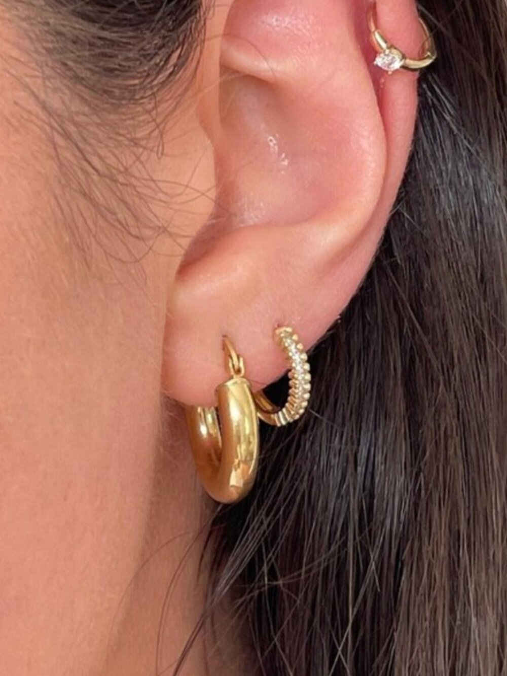 Chunky Hoop Earrings 10K Gold